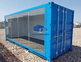 CONTENEDOR DE EXPOSICIÓN DE 20 PIES HC VITRADO AZUL